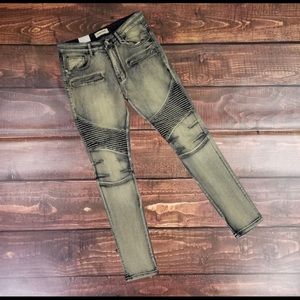 Men denim skinny biker jeans